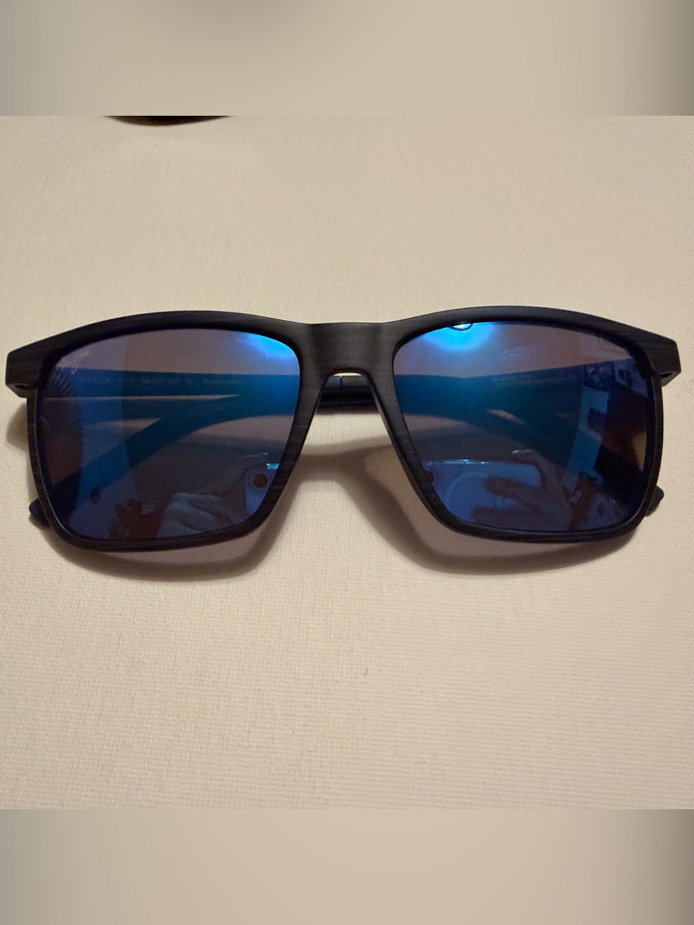 Maui Jim Men's Matte Black Frame Sunglasses with Blue Mirror Lenses